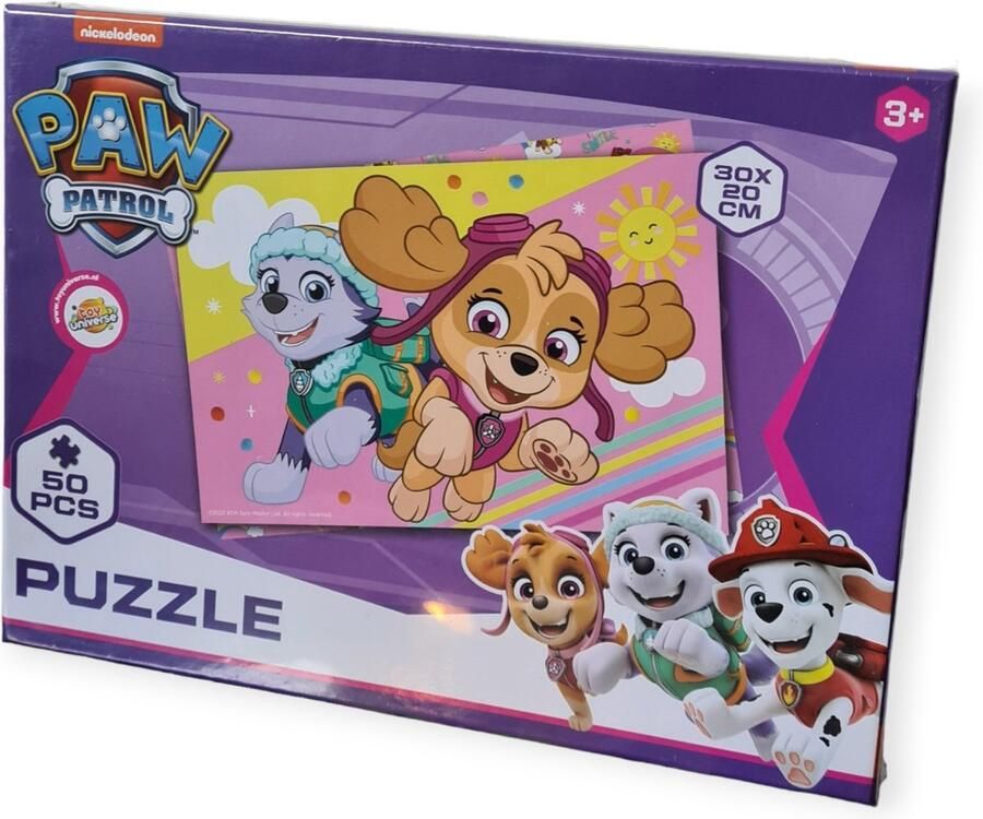 Nickelodeon paw patrol Paw Patrol legpuzzel paars 50 pcs vanaf 3+ Paw Patrol Skye en Everest Kinderpuzzel 50 stukjes Kinderverjaardag