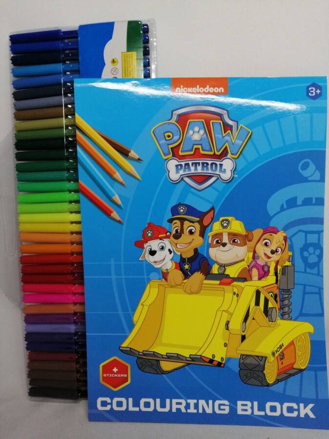 Nickelodeon paw patrol Paw Patrol Kleurboek Met Stickers Met Gratis Pak Stiften Kado Tip !! Sint Kerst