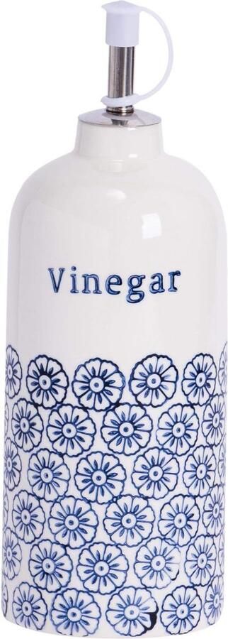 Nicola Spring porseleinen azijnfles met schenktuit 500 ML blauw bloemmotief