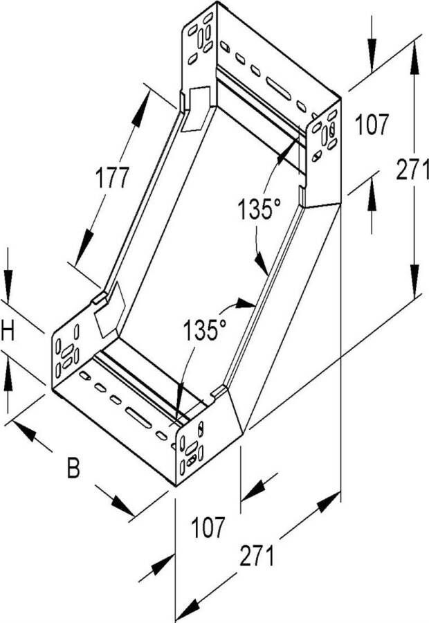 Niedax Kleinhuis kabelgoot stijgstuk zonder deksel voor 400mm breed (161664)