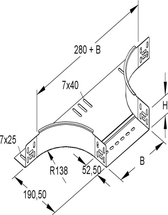 NIEDAX kabelgoot RTA F aftakstuk staal 60x200mm (163092)