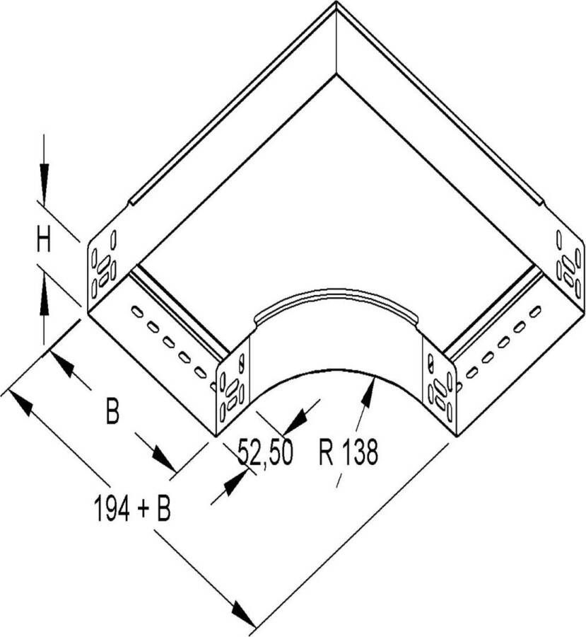 Niedax Kleinhuis kabelgoot bocht 90 graden voor 120mm breed (161020)