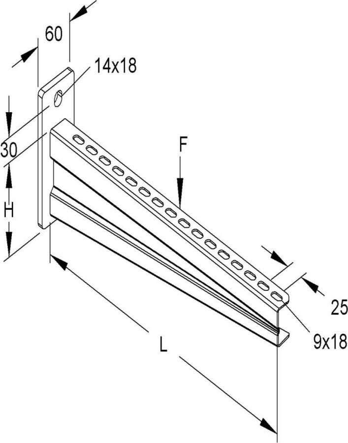 Niedax Kleinhuis kabelgoot wandconsole voor 600mm breed (150376)