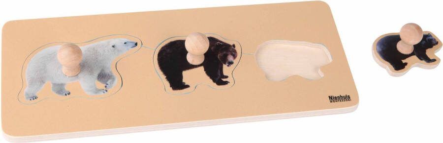 Nienhuis Montessori Kinderpuzzel 3 beren 3 stukjes vanaf 2 jaar Houten speelgoed Houten puzzel Educatief speelgoed Houten dieren speelgoed Montessori Nienhuis