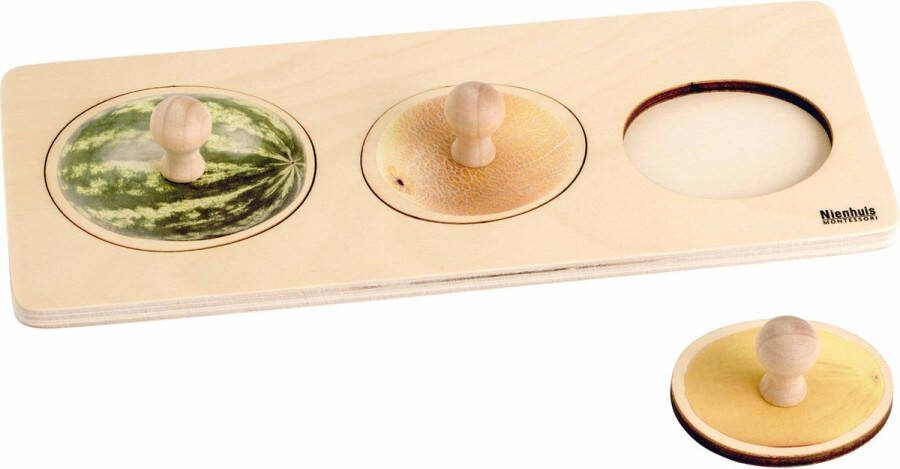 Nienhuis Montessori Kinderpuzzel 3 meloenen 3 stukjes vanaf 2 jaar Houten speelgoed Houten puzzel Educatief speelgoed Montessori Nienhuis