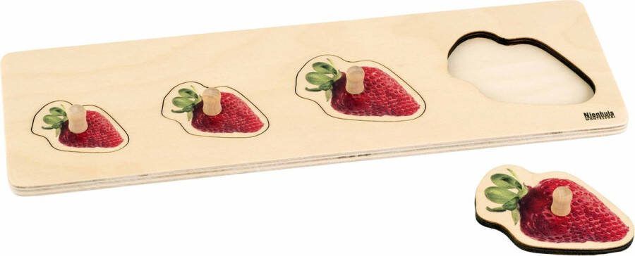 Nienhuis Montessori Kinderpuzzel Aardbei Puzzel kinderen Houten puzzel Houten speelgoed Educatief speelgoed Montessori speelgoed 4 stukjes Vanaf 2 jaar