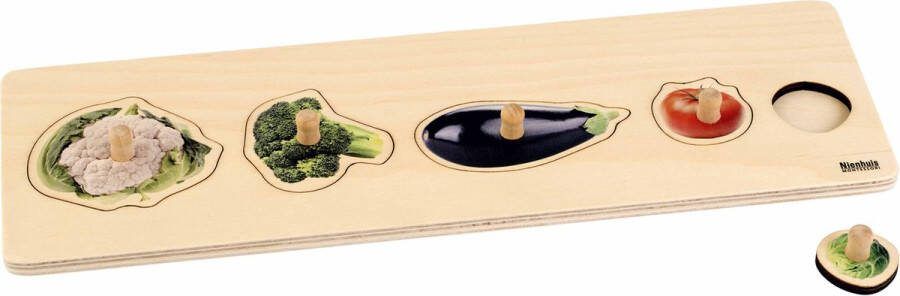Nienhuis Montessori Kinderpuzzel 5 soorten groente 5 stukjes vanaf 2 jaar Houten speelgoed Houten puzzel Educatief speelgoed Montessori Nienhuis