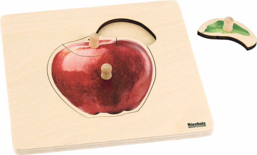 Nienhuis Montessori Kinderpuzzel appel 3 stukjes vanaf 2 jaar Houten speelgoed Houten puzzel Educatief speelgoed Montessori Nienhuis