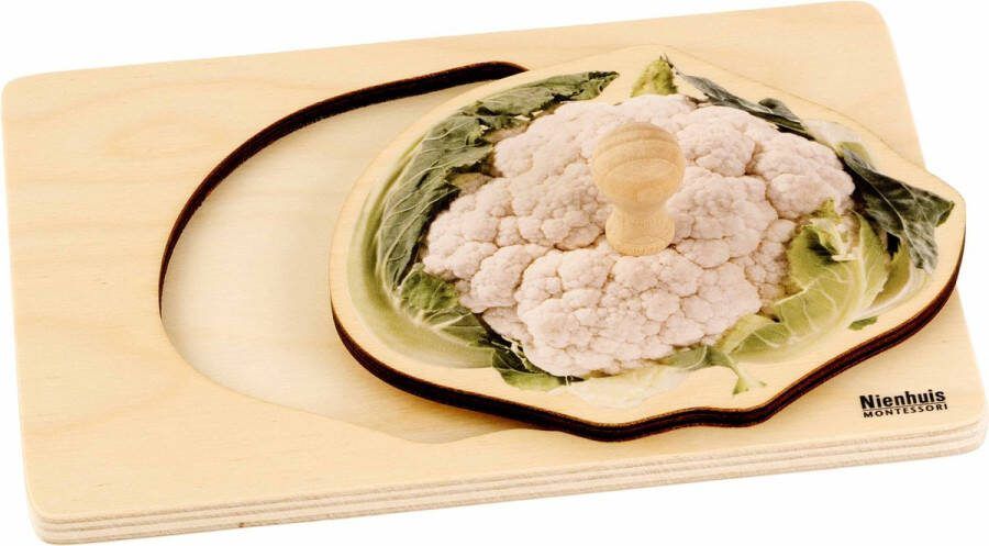Nienhuis Montessori Kinderpuzzel bloemkool 1 stukje vanaf 2 jaar Houten speelgoed Houten puzzel Educatief speelgoed Montessori Nienhuis