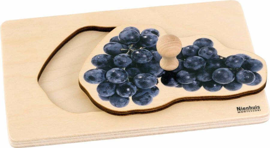 Nienhuis Montessori Kinderpuzzel druiven 1 stukje vanaf 2 jaar Houten speelgoed Houten puzzel Educatief speelgoed Montessori Nienhuis