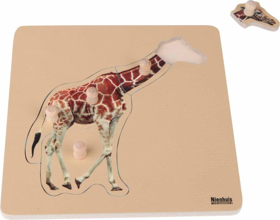 Nienhuis Montessori Kinderpuzzel giraffe 5 stukjes vanaf 2 jaar Houten speelgoed Houten puzzel Educatief speelgoed Houten dieren speelgoed Montessori Nienhuis