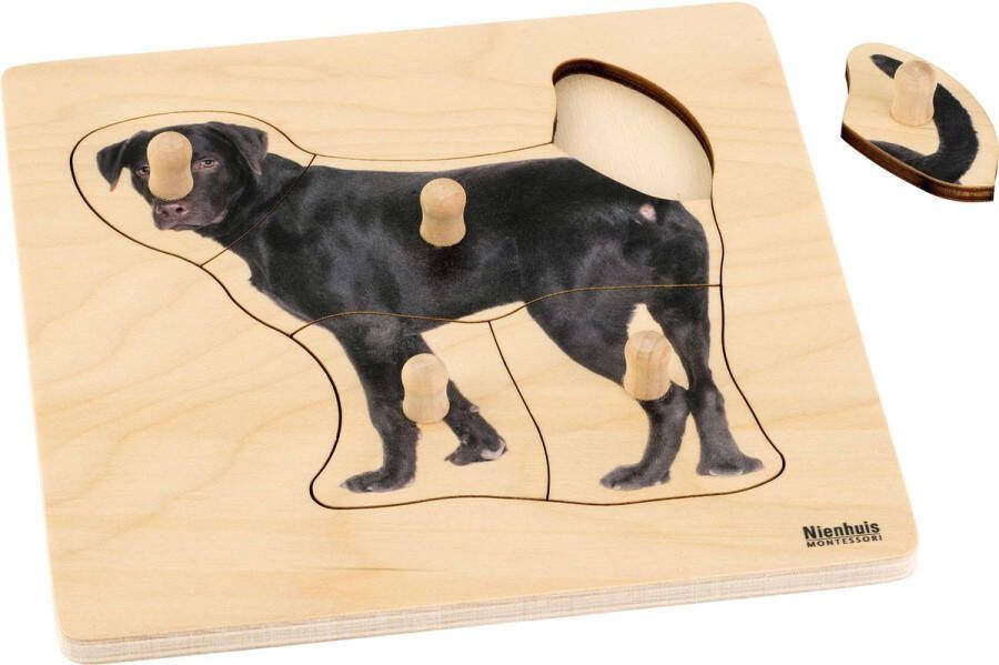 Nienhuis Montessori Kinderpuzzel Hond Hondenpuzzel Kinderpuzzel Houten speelgoed Houten puzzel Educatief speelgoed Houten dieren speelgoed 5 stukjes Vanaf 2 jaar