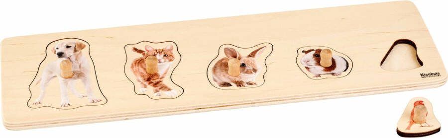 Nienhuis Montessori Kinderpuzzel 5 huisdieren 5 stukjes vanaf 2 jaar Houten speelgoed Houten puzzel Educatief speelgoed Houten dieren speelgoed Montessori Nienhuis