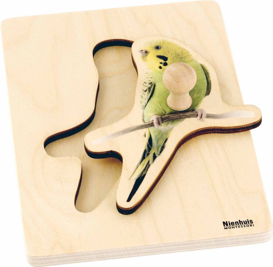 Nienhuis Montessori Kinderpuzzel parkiet 1 stukje vanaf 2 jaar Houten speelgoed Houten puzzel Educatief speelgoed Houten dieren speelgoed Montessori Nienhuis