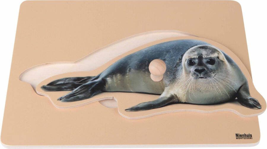 Nienhuis Montessori Kinderpuzzel zeehond Nienhuis 1 stukje vanaf 2 jaar Houten speelgoed Houten puzzel Educatief speelgoed Houten dieren speelgoed Montessori Nienhuis