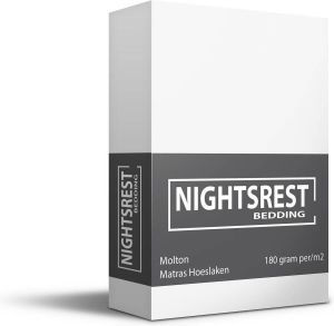 Nightsrest Matras Beschermer Molton Hoeslaken 180 gram per m2 Wit Maat: 2-Persoons (120 140x200 cm)