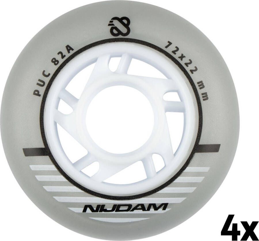 Nijdam Inline Skate Wielen 72x24 mm 4st Zilver Wit