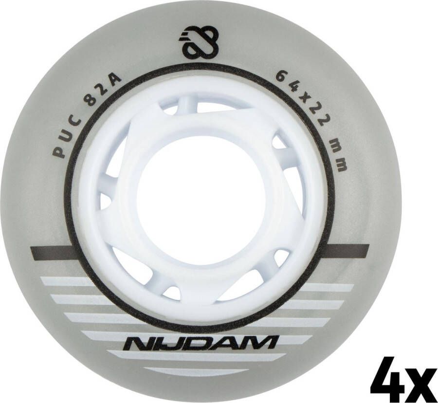 Nijdam Inline Skate Wielen Set 64x24 mm 4st Zilver Wit
