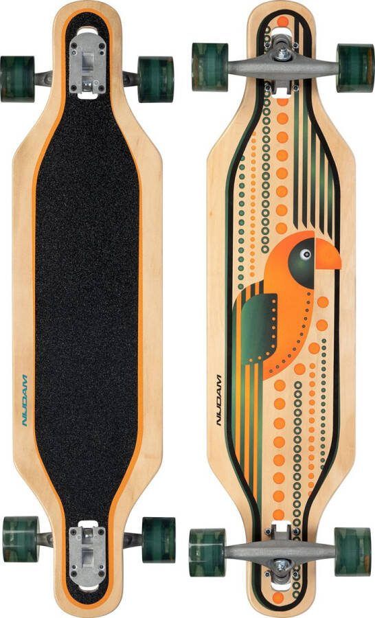 Nijdam Longboard Drop-Through 36 Echo Coco Hout Zwart Oranje