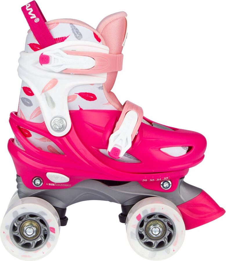 Nijdam Rolschaatsen Verstelbaar Feather Drops Fuchsia Roze Wit Zilvergrijs 29-32