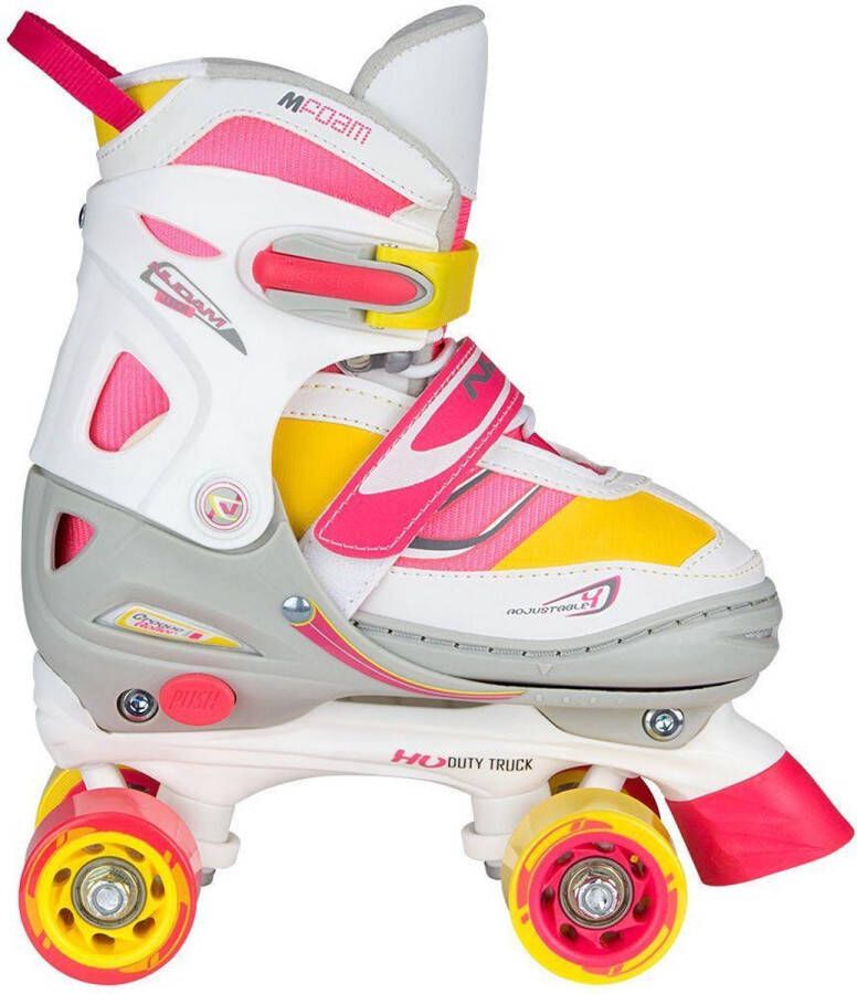 Nijdam Rolschaatsen Meisjes Verstelbaar Semi-Softboot Rave Skate Fluorroze Fluorgeel Wit Grijs Antraciet 38-41