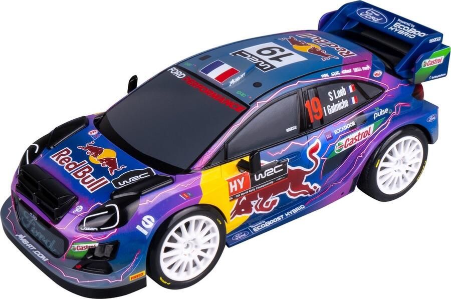 NIKKO RC Auto Rally Night Mode: Red Bull M-Sport Ford Puma #19 – RC Voertuig – Red Bull – Led Verlichting – Vanaf 6 jaar – Blauw Paars 1:18