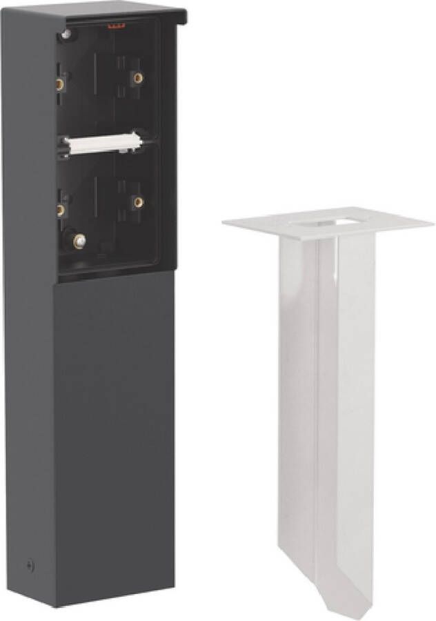 Niko New Hydro spuitwaterdichte RVS tuinpaal 2-voudig (leeg) met grondpin zwart (761-36820)