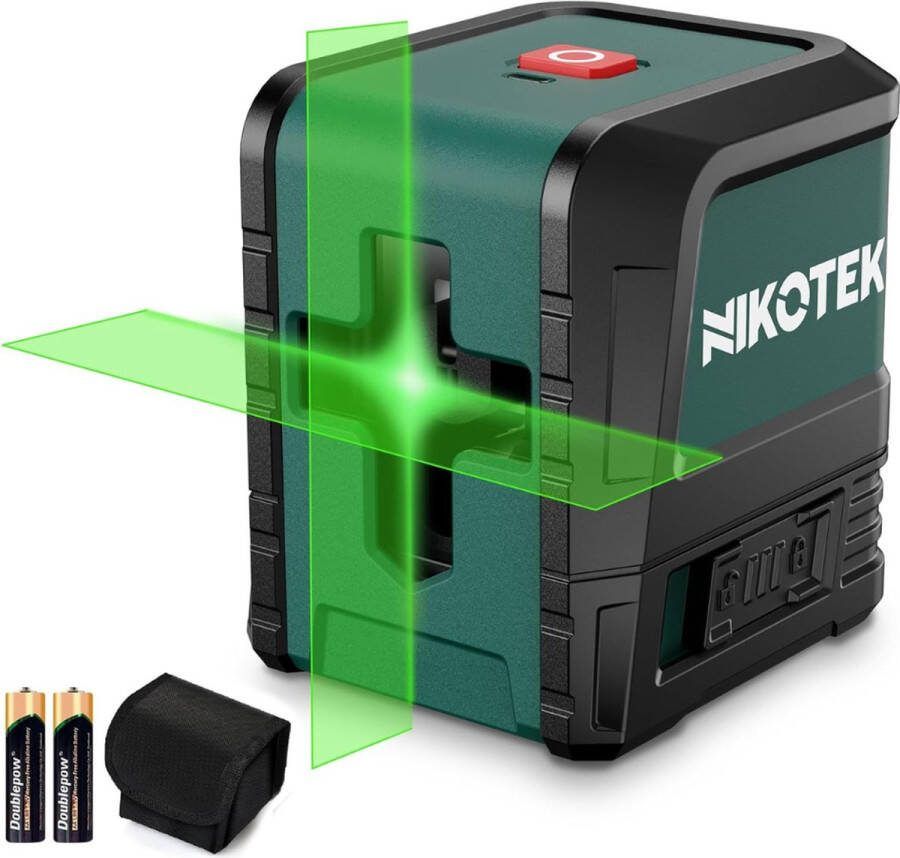 Nikotek Kruislijnlaser – Bouwlaser 360° Graden Laser Waterpas – Kruislijnlasers IP54 – Rotatielaser – Zwart Groen