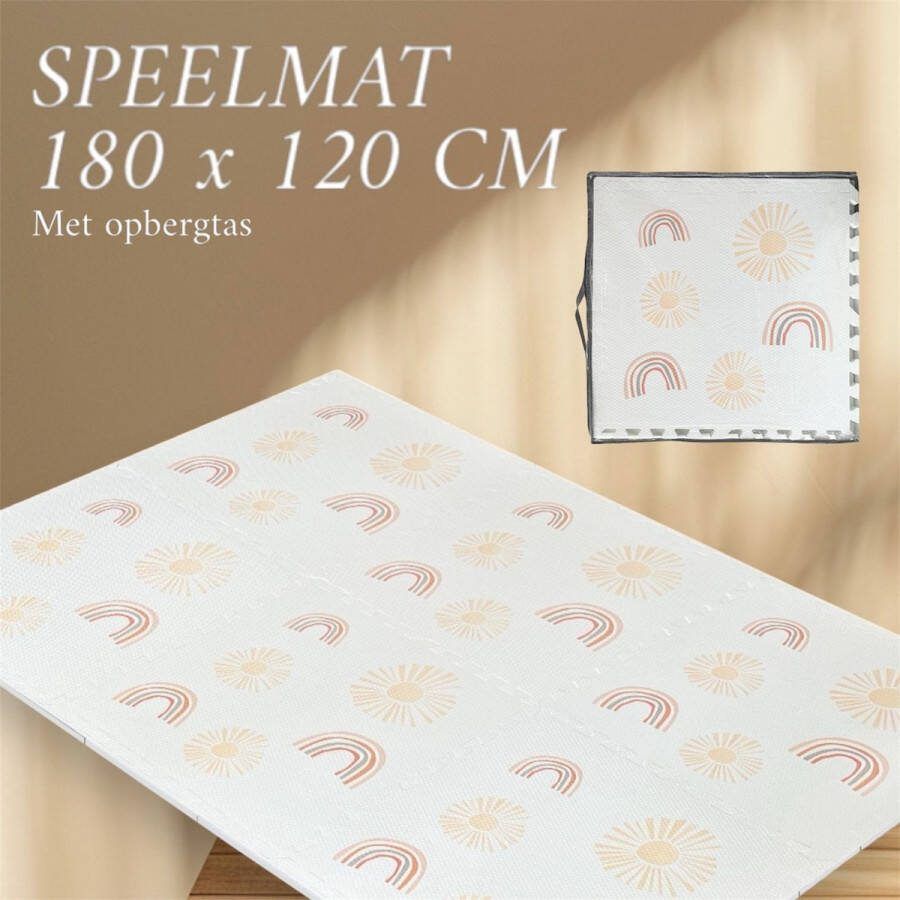 NilaFee Collection NilaFee Speelmat Foam Baby Speelkleed Kruipmat 180 x 120 x 1.5 cm Puzzelmat Opbergtas Regenboog Wit
