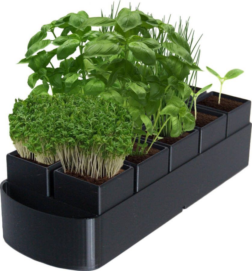 Nillie Kweekbak Zwart Zelfbewatering Zaaitray Moestuin Zaailing starter Vensterbank decoratie