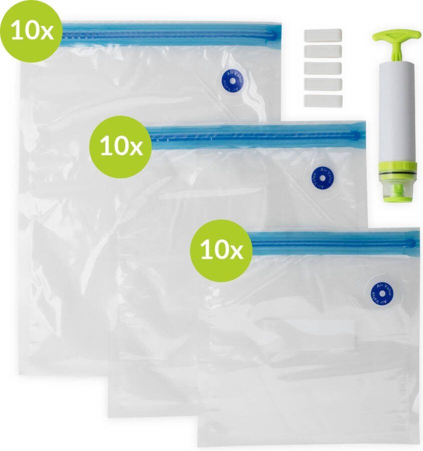 Nimma Vacuumzakken met Pomp en Clips Vacumeerzakken voor Voedsel Vriezerbestendig Herbruikbaar Sous Vide