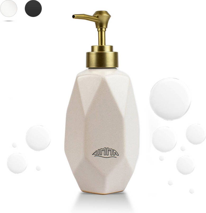 Nimma Zeepdispenser 300ML Zeeppompje Vrijstaand Hand Zeep Pompje Zeeppomp Keramiek Wit