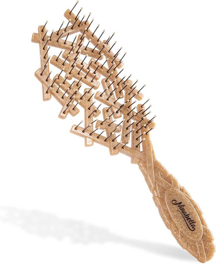 Ninabella Organische Ontklit Haarborstel voor Vrouwen Mannen & Kinderen Trekt niet aan het Haar Stijlende Borstel voor Krullend Haar of Steil & Nat Unieke Nest Haarborstel