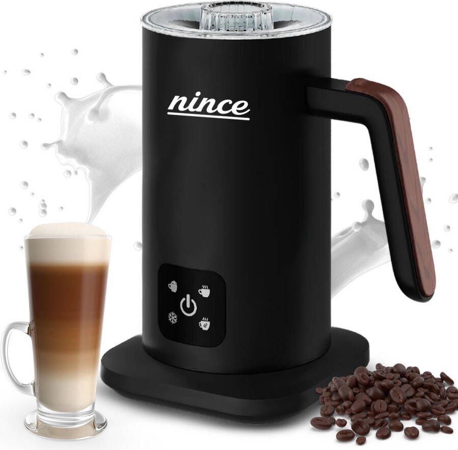 Nince Melkopschuimer Electrisch 4-in-1 Melkopschuimers Melkschuimer Voor Melk Milk Frother Zwart