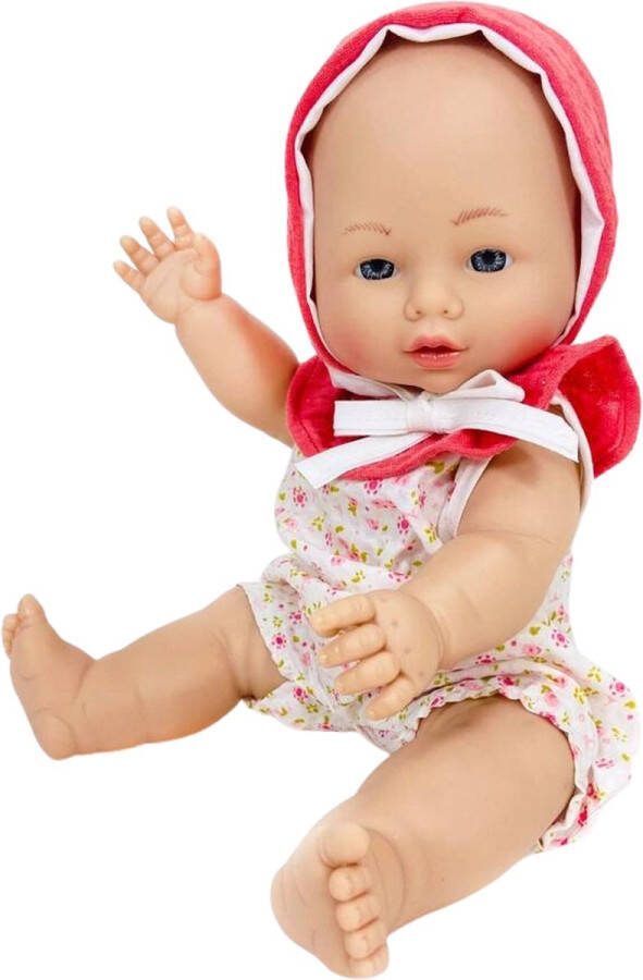 Nines d Onil Nines d Onil Babypop Blank Meisje Bloemetjes 37 cm