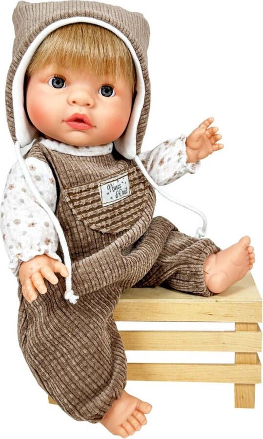 Nines D'Onil Nines d Onil Babypop Blank Jongetje met Blond Haar Bruin 37 cm