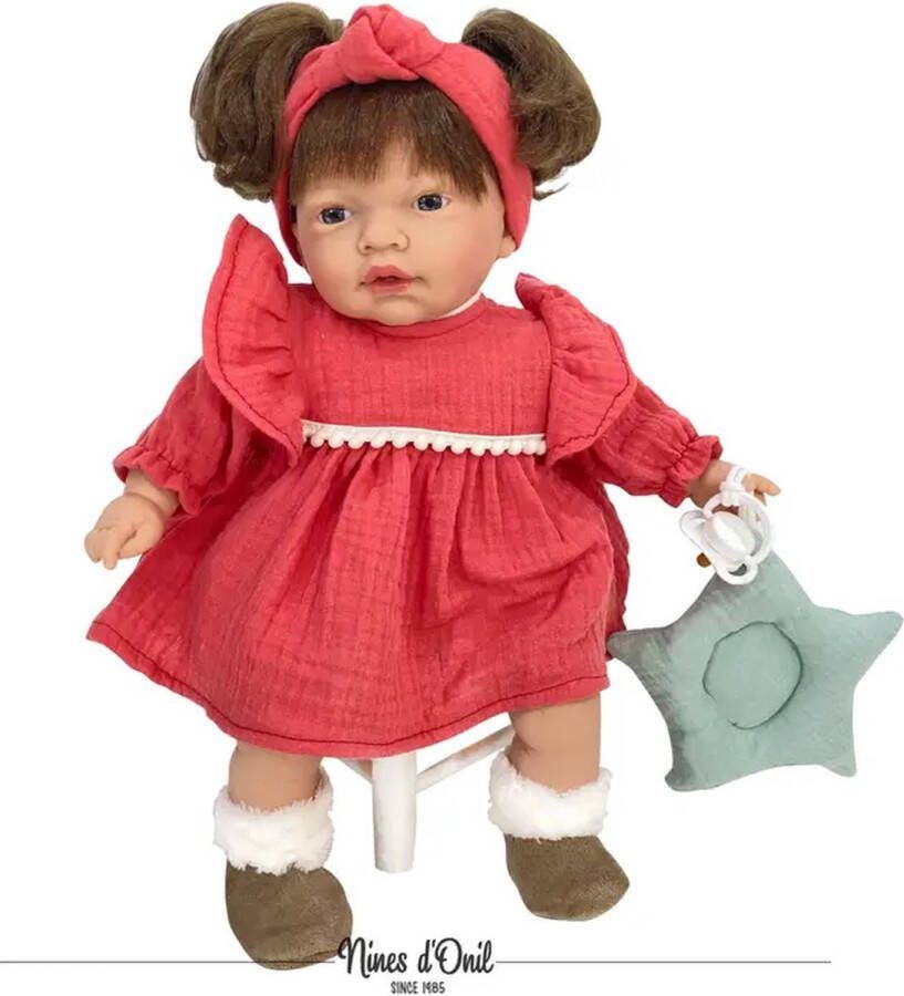 Nines D'Onil Nines d Onil Babypop Museline Rood 40 cm