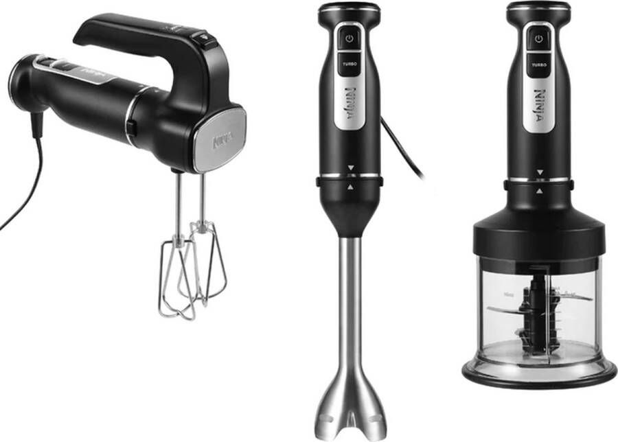 Ninja 3-in-1 Multifunctionele Mixer Set Staafmixer Handmixer Hakmolen 850 Watt 700 ml RVS CI100EU