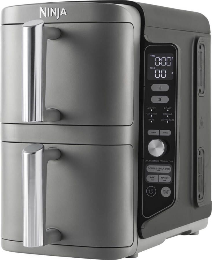 Ninja Double Stack Airfryer XXL 9.5 Liter Dubbele Gestapelde Lades 6 Programma's Inclusief Kookrekjes SL400EU