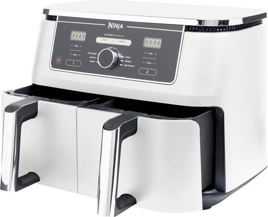 Ninja Foodi AF400EUWH Limited Edition Dubbele Airfryer XXL Twee Kookvakken 9.5 Liter 2470 Watt Dual Zone Technologie