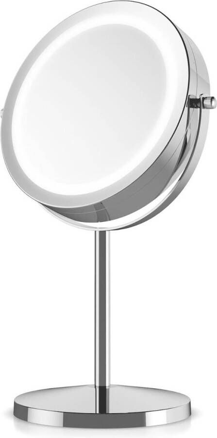 Ninzer Make-up Spiegel Dubbelzijdige met LED verlichting 3x Vergroting 7 inch RVS