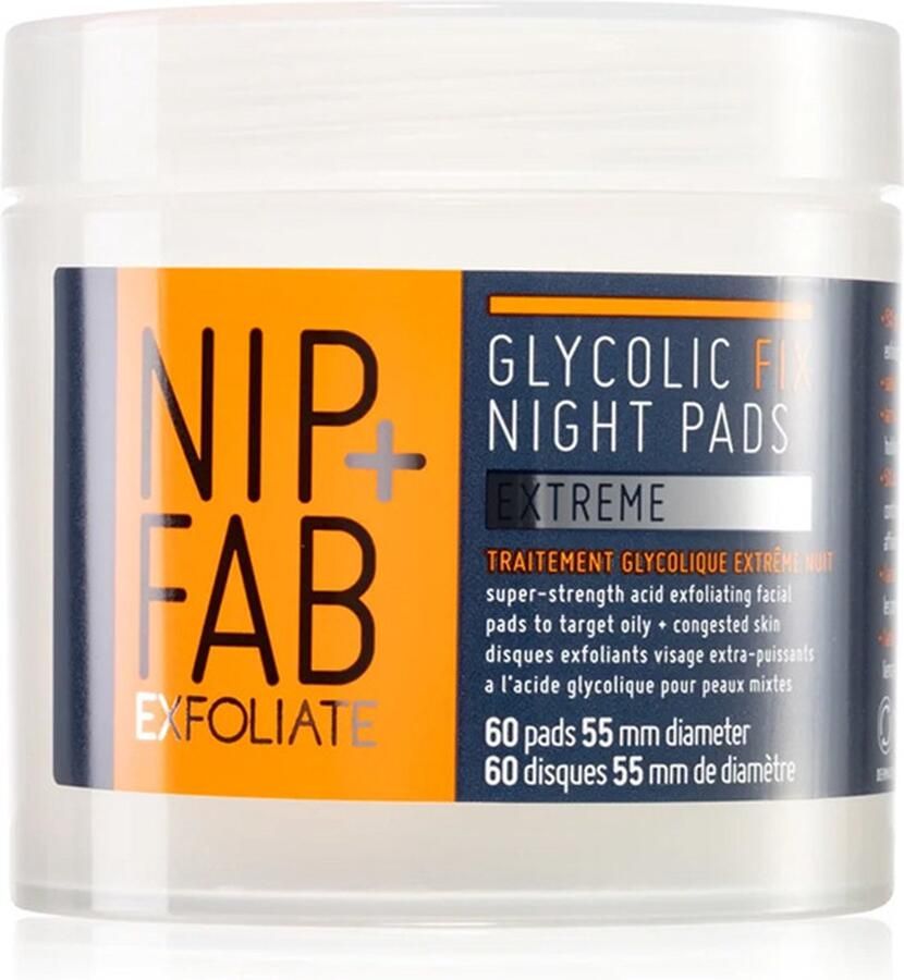 NIP+FAB Wattenschijfjes Glycolic Fix X-treme Pads Gezichtsreiniging Revitalize Face cleanser