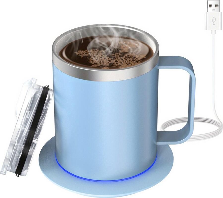 Nivard Cup Warmer Mok Warmer Mug Warmer Koffie Warmer Verwarmde Onderzetter Koffie Warmhouder Koffiekop Verwarmer Kop Warmer USB Kopjes Melk Blauw