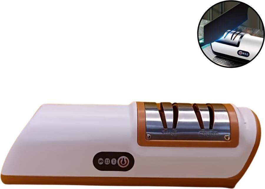 Nivard Elektrische Messenslijper Elektrisch Messenslijpmachine Doortrekslijper Slijpsteen Knife Sharpener Sharpening Stone Electric Knife Sharpener Oranje