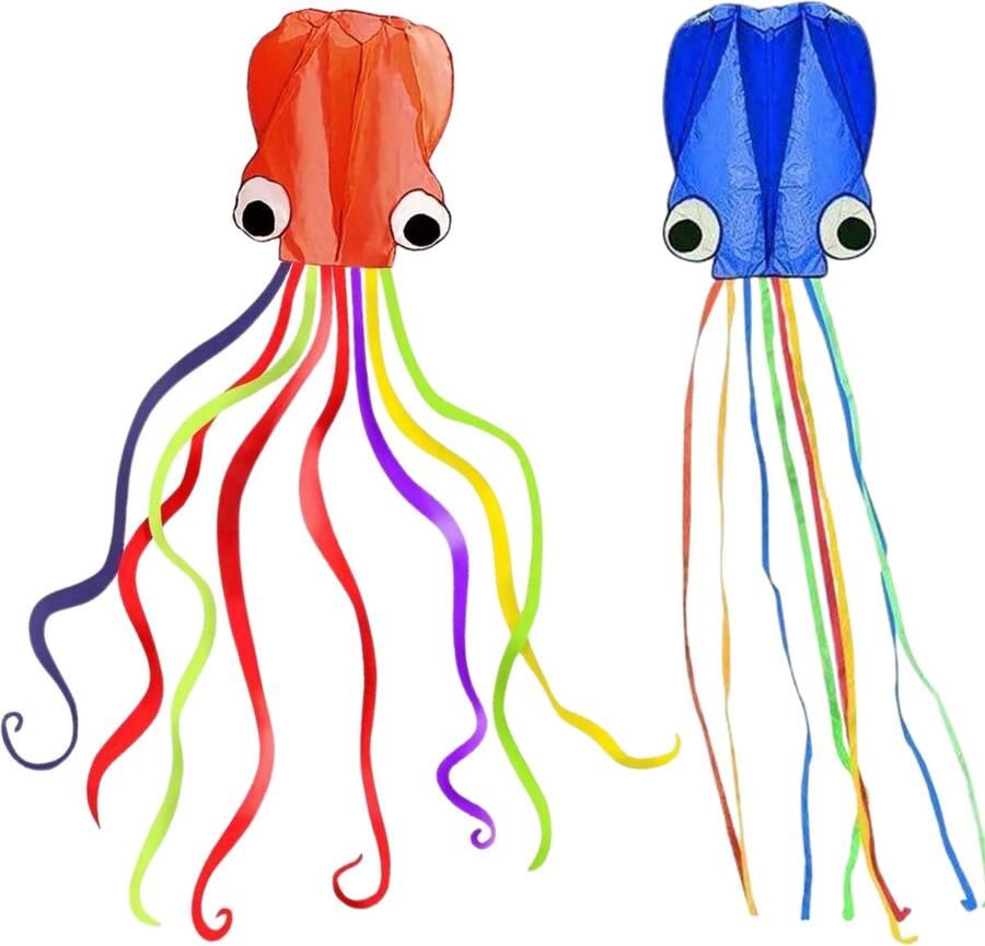 Nivard Vlieger Voor Strand Kite Vliegers Kindervlieger Octopus 5 meter Oranje en Blauw