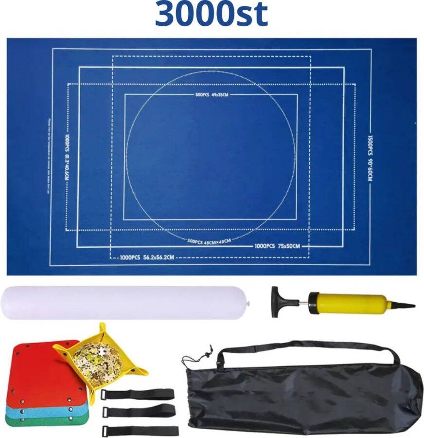 Nivard Puzzelmat Portapuzzle Puzzelmap 500 Stukjes 1000 Stukjes 1500 Stukjes 2000 Stukjes 3000 Stukjes Puzzelkoffer Puzzelbord Opbergsysteem Blauw Inclusief Accessoires