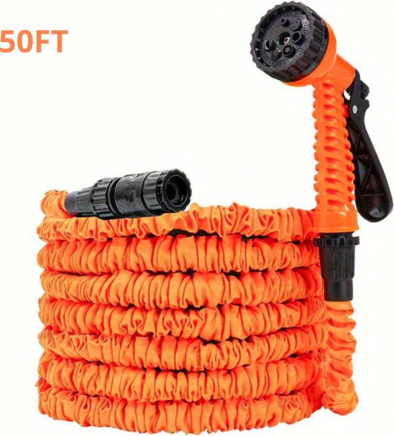 Nivard Tuinslang Flexibel Tuinslangen Haspel Spuitpistool 15 Meter Oranje