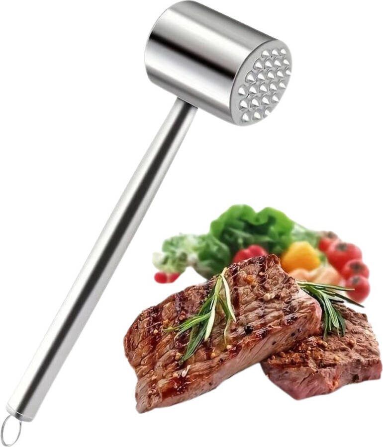 Nivard Vleeshamer Vleesvermalser Vleespletter Vleesklopper Kip Rund Varken Bbq Accesoires Meat Hammer RVS Handvat