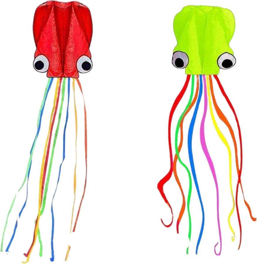 Nivard Vlieger Voor Strand Kite Vliegers Kindervlieger Octopus 4 meter Rood en Groen