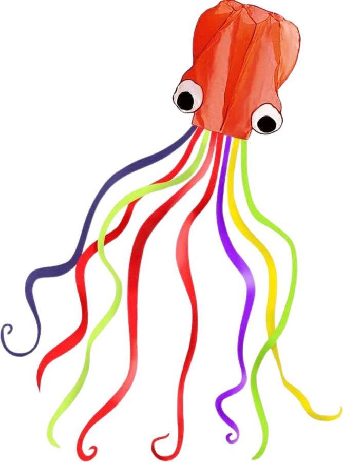 Nivard Vlieger Voor Strand Kite Vliegers Kindervlieger Octopus 5 meter Oranje
